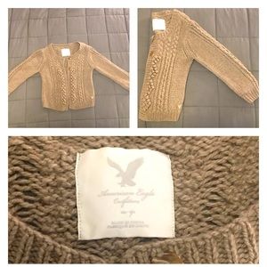 American Eagle Thick Knit Carmel Crop Cardigan